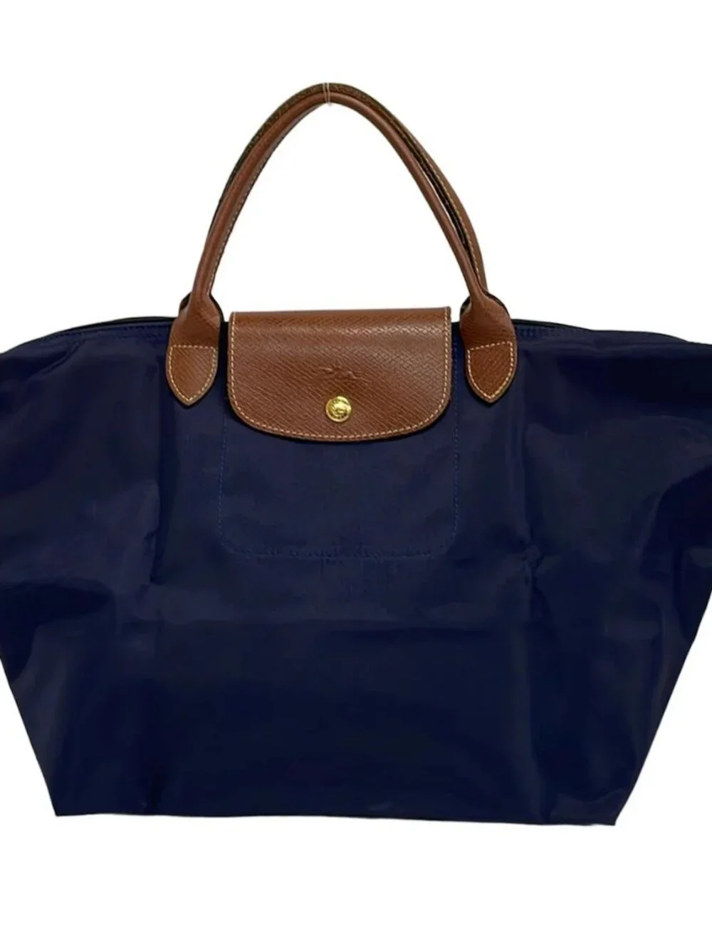 LONGCHAMP Le Preage Original Navy Dark Brown Nylon Leather Handbag